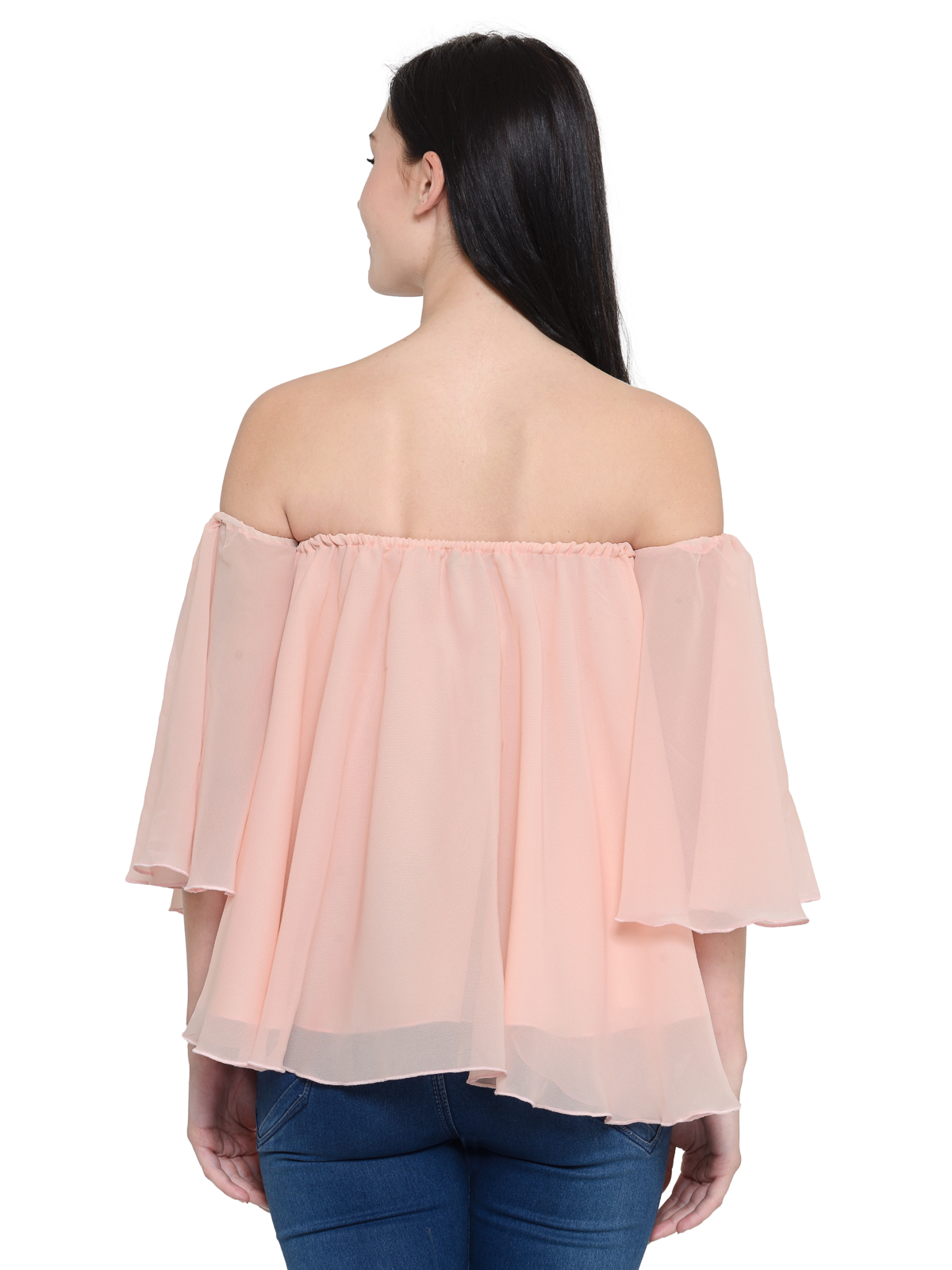 off shoulder frilled sleeves top
